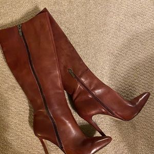 Jessica Simpson red knee-high boots